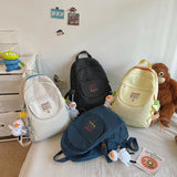Letters Embroidery Nylon Backpack Mesh Pocket Girls School