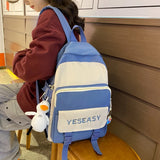 Letters Embroidery Nylon Women Backpack Female Panelled Insert Travel Bag