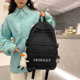 Letters Embroidery Nylon Women Backpack Female Panelled Insert Travel Bag