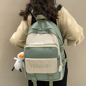 Letters Embroidery Nylon Women Backpack Female Panelled Insert Travel Bag