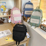 Letters Embroidery Nylon Women Backpack Female Panelled Insert Travel Bag