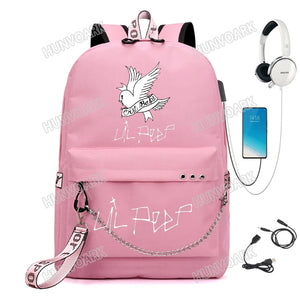 Lil Peep Backpack School Bag USB Travel Mochilas Laptop