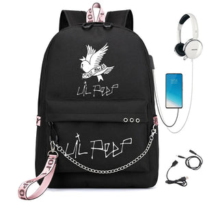Lil Peep Backpack School Bag USB Travel Mochilas Laptop