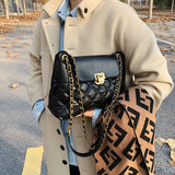 Lingge Embroidery Handbag Women's Shoulder Messenger Bag