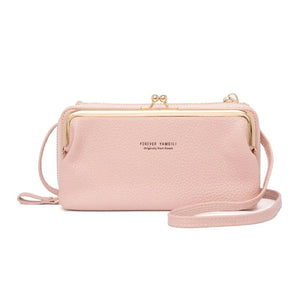 Litchi Grain Messenger Bag Zipper Mobile Phone Bag Women's Shoulder Clutch