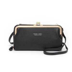 Litchi Grain Messenger Bag Zipper Mobile Phone Bag Women's Shoulder Clutch