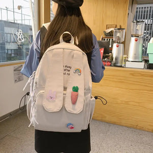 Rabbit Ear Backpack Bag Girl Female Cartoon Anmie Bunny Ear Bagpack