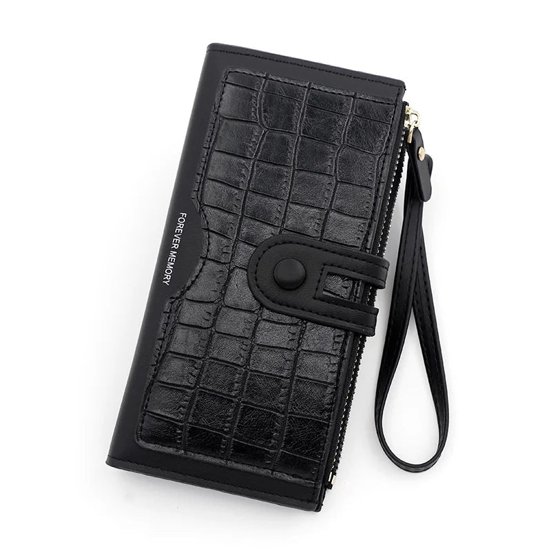 Long Women's Wallet Stone Pattern PU Large Capacity Handbag