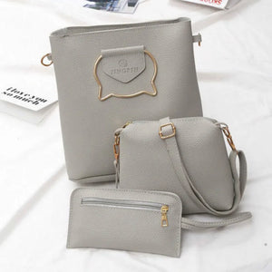 3PCS Women Leather Satchel Shoulder Crossbody Bag Wallet Evening Bag Set