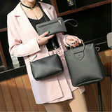 3PCS Women Leather Satchel Shoulder Crossbody Bag Wallet Evening Bag Set