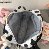 Cow Spotted Women Backpack Suede Travel Bag Schoolbag