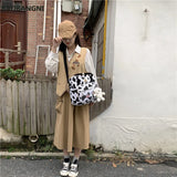 Cow Spotted Women Backpack Suede Travel Bag Schoolbag