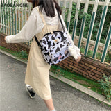 Cow Spotted Women Backpack Suede Travel Bag Schoolbag