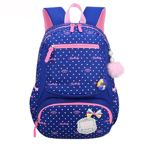 Cute Elementary Princess School Bags For Girls Dot Printed Backpacks