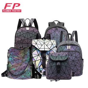Luminous Geometric Backpack Set for Teen Girls