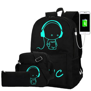 Luminous School Bags For Boy Starry Sky Student Backpack Daypack 15-16 Inch