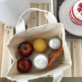 Canvas Lunch Bag Picnic Tote Cotton Cloth Handbag Food Storage Bags