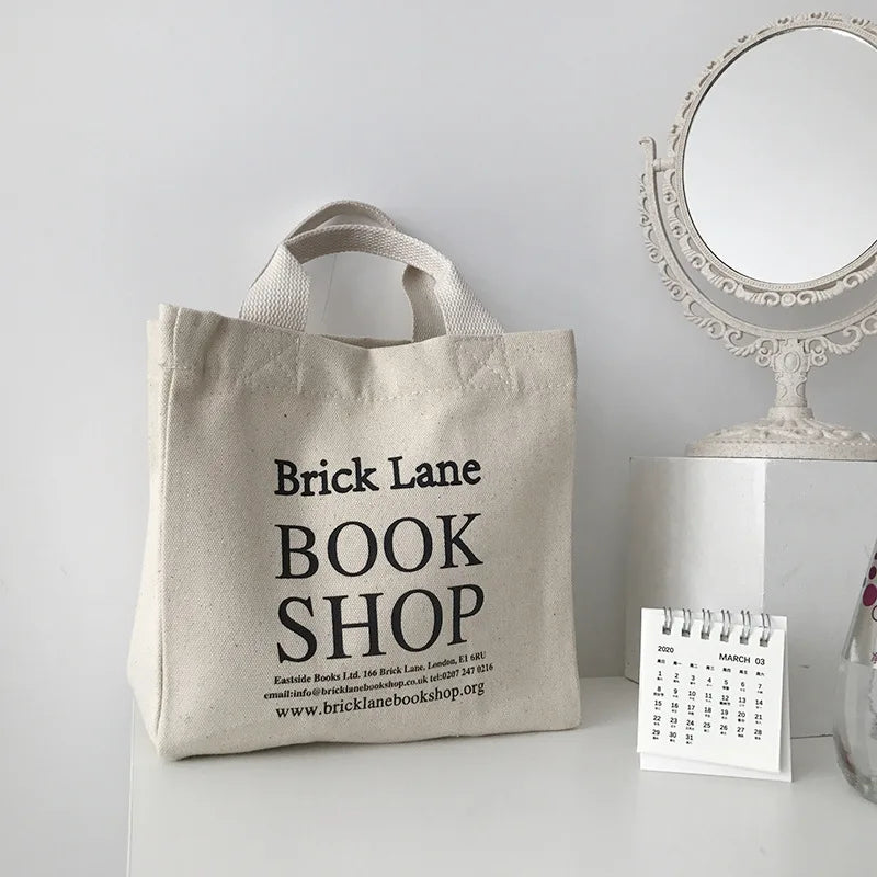 Canvas Lunch Bag Picnic Tote Cotton Cloth Handbag Food Storage Bags