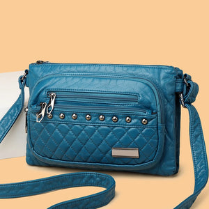 Rivet Soft Leather Shoulder Bag Solid Messenger Bag Retro Wallet