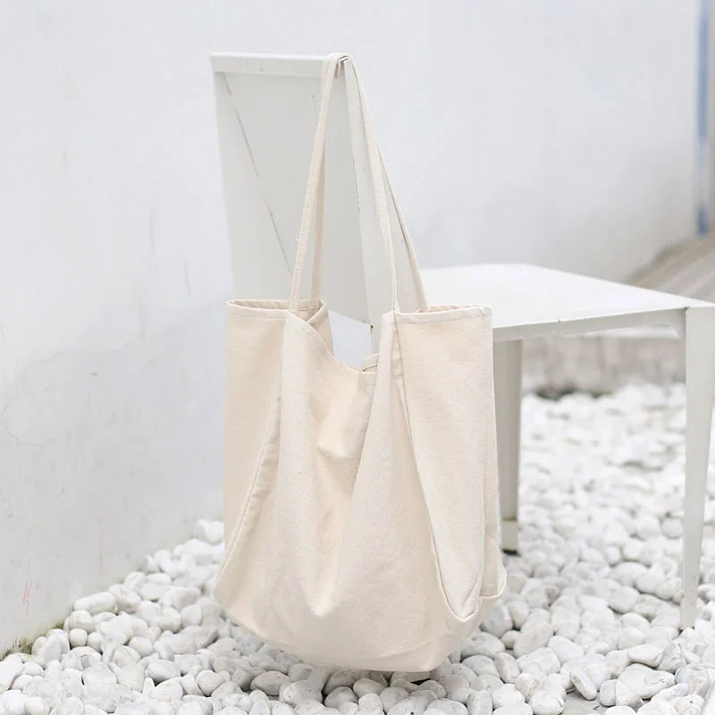 Large Capacity Minimalist Style Ladies Shoulder Bag Casual Canvas Tote Bag