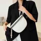 Cowhide Women Crossbody Bag Semicircle Saddle Bags Soft Leather Shoulder Bags