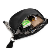 Cowhide Women Crossbody Bag Semicircle Saddle Bags Soft Leather Shoulder Bags