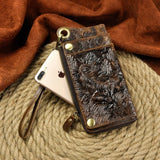 Unisex Animal Emboss Checkbook Chain Wallet Clutch