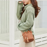 Vintage Crossbody Bucket Bag Retro Messenger Tote