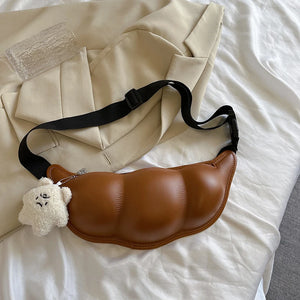 Funny Edamame Belt Bag Leather Shoulder Crossbody Chest Bags