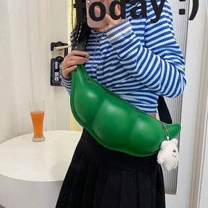 Funny Edamame Belt Bag Leather Shoulder Crossbody Chest Bags