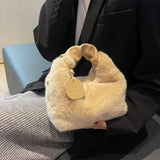 Furry Plush Women's Plicated Top Handle Crossbody Handbag