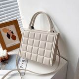 Plaid PU Leather Shoulder Bag Crossbody Top-handle Tote