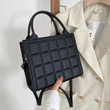 Plaid PU Leather Shoulder Bag Crossbody Top-handle Tote