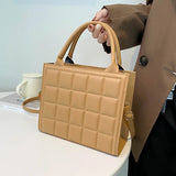 Plaid PU Leather Crossbody Shoulder Bag Small Top-handle Tote