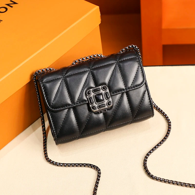 Diamond Flap Quilted Chain Handbag Women Bag Pu Leather Messenger Bag