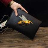 Men Classic Wallet Long Clutch Embroidery Handy Bag Business Leather Purse