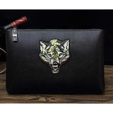 Men Classic Wallet Long Clutch Embroidery Handy Bag Business Leather Purse