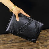 Men Classic Wallet Long Clutch Embroidery Handy Bag Business Leather Purse