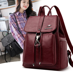 Women Backpack Vintage Travel Soft Leather Backpack Large Capacity Bookbag