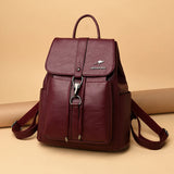 Women Backpack Vintage Travel Soft Leather Backpack Large Capacity Bookbag