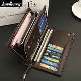 Leather Long Wallet Men's Clutch Bag Zipper Money Bag
