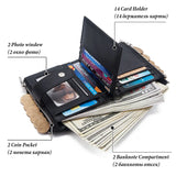 Men Small Leather Wallet Double Zipper Short Clip Multifunction Male
