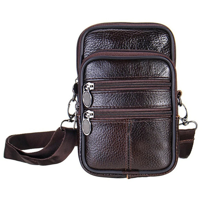 Man Waist Bag Crossbody Shoulder Multi-function Men Large Capacity PU Leather