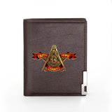 Masonic Faith Hope Charity Leather Wallet Billfold Credit Card Holder