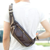 Men Messenger Bag Casual Travel Chest Bag High PU Leather Men's Shoulder Bag