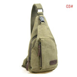 Men Vintage Canvas Leather Crossbody Bag Sling Chest Pack Bag