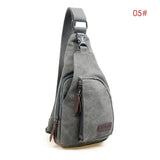 Men Vintage Canvas Leather Crossbody Bag Sling Chest Pack Bag