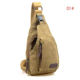 Men Vintage Canvas Leather Crossbody Bag Sling Chest Pack Bag