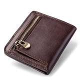 Men's Vintage Leather Wallet with Zipper Pouch