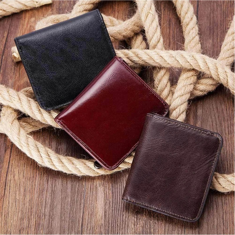 Men's Vintage Leather Wallet with Zipper Pouch